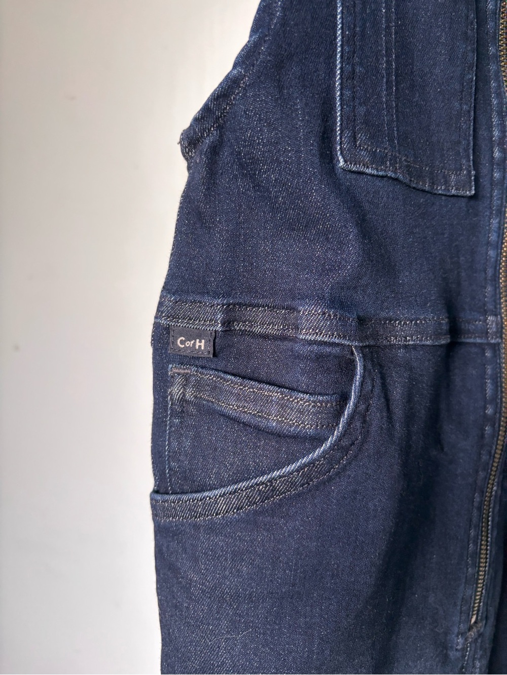 Citizens Of Humanity Dark Wash Denim Overalls Front Zip Adjustable Back - Picture 9 of 15